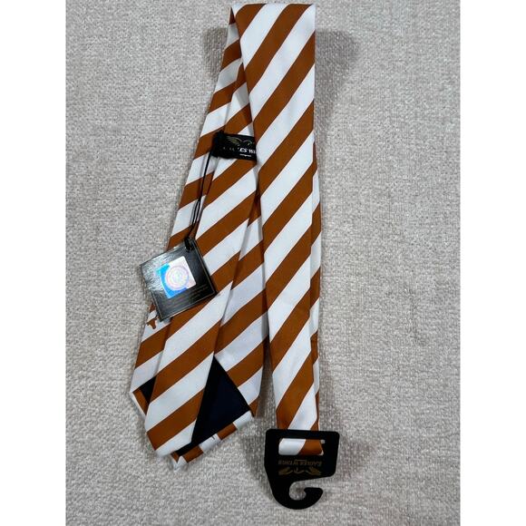 NWT Eagle’s Wing Men’s Burnt Orange White Striped UT Longhorns Silk Tie 60″ - Picture 2 of 10